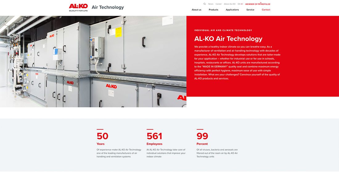 New websites for AL-KO Air Technology and AL-KO Extraction Technology